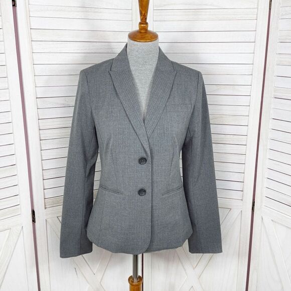 Banana Republic Pinstripe Two Button Blazer Jacket Grey Size 6 - Picture 1 of 14